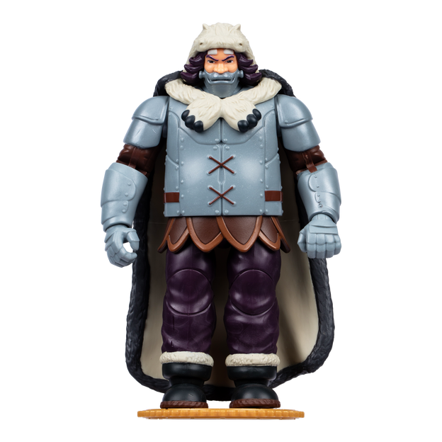 Close up of One Piece Action Figure Wapol. Standing facing front on. Suited up in armor and a big cape.