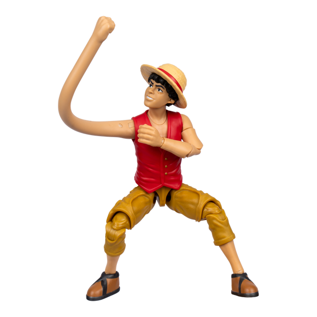 Close up of One Piece Action Figure Luffy. Shown with his arm extended, hand in a fist.