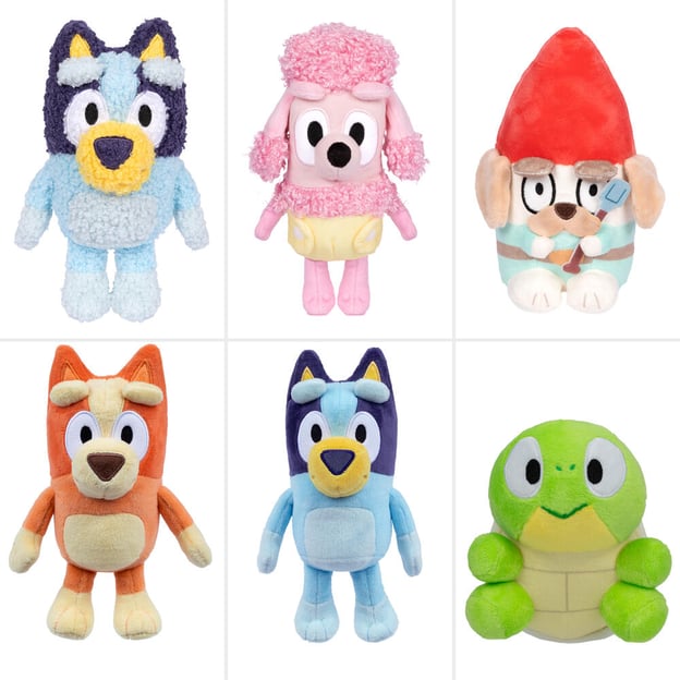 Six Bluey Plushes Single Pack assorted selection. 