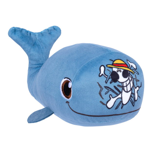 Close up of Laboon plushy facing the right.