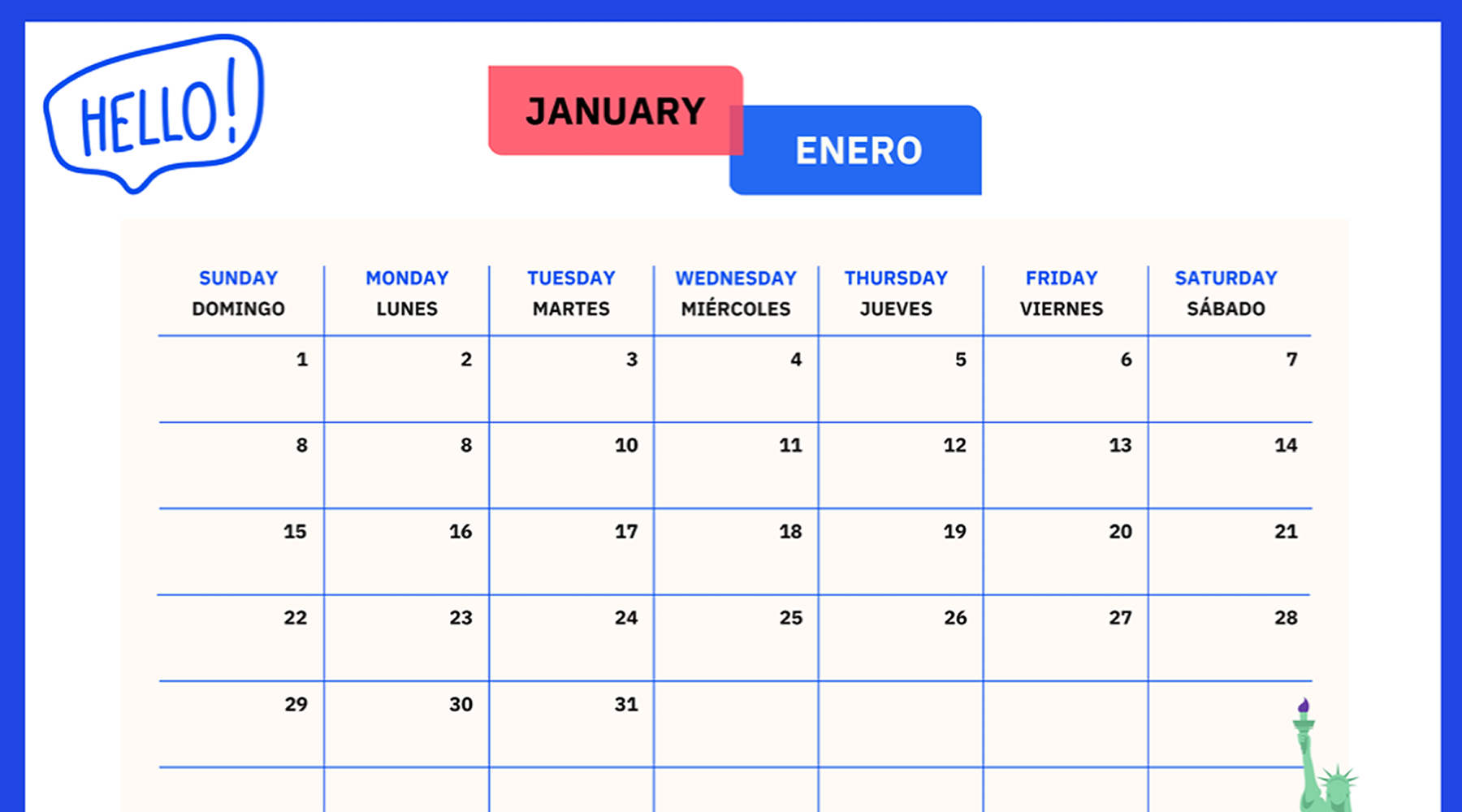 Calendario en inglés 2023 Berlitz