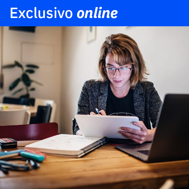 Adult studying on a laptop during a Berlitz online language-learning session.