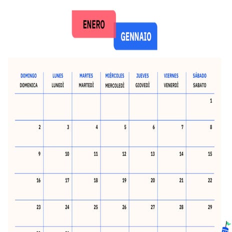 Calendario en italiano