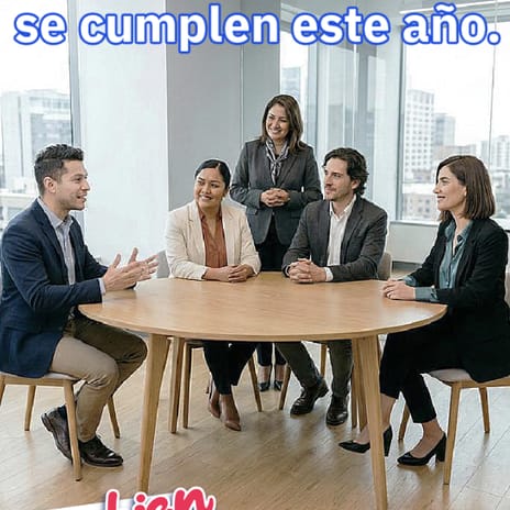 4 personas sentadas en una mesa aprendiendo inglés